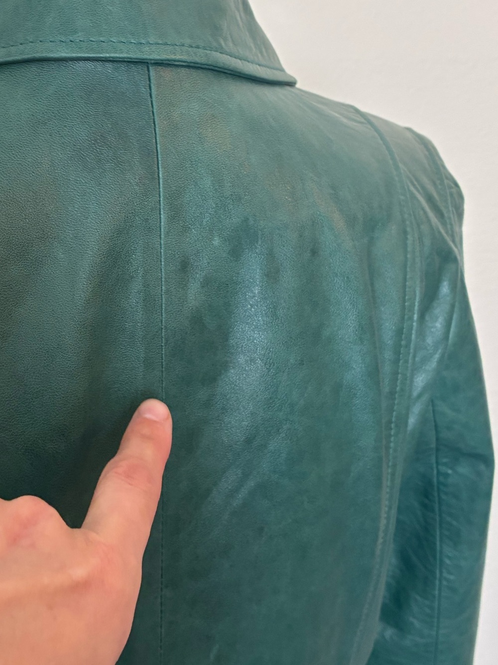 Vintage Y2K Ann Taylor LOFT Green Genuine Leather Blazer - Picture 5 of 15